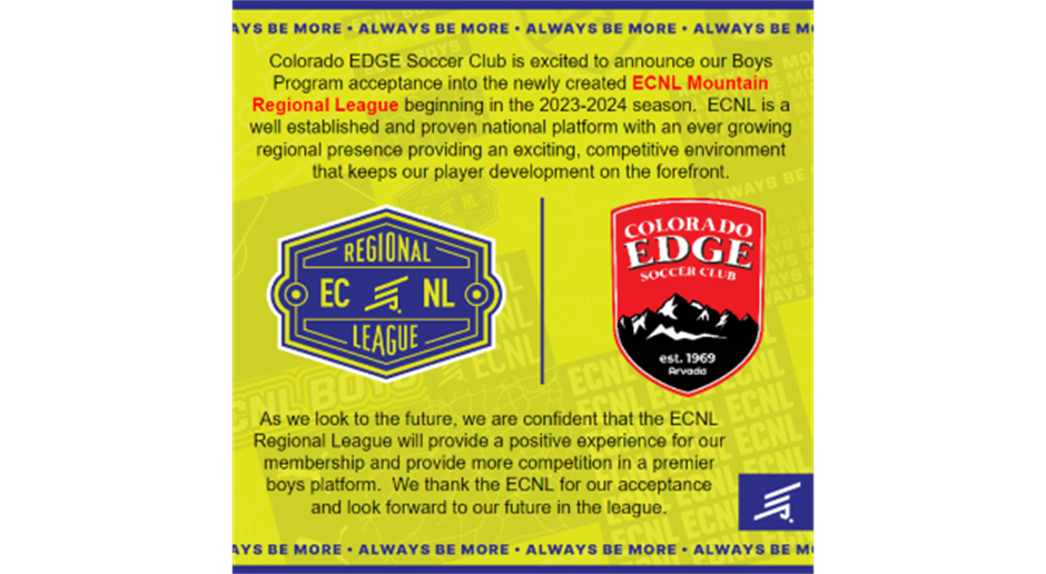 EDGE Boys Join ECNL Regional League